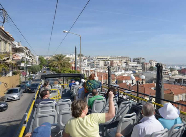 Piraeus, and Coastline: Blue Hop-On Hop-Off Bus
